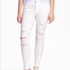 NWOT Old Navy Rockstar Ripped White Skinny Jeans